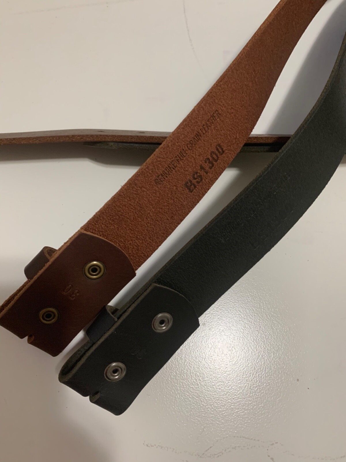 SET OF 1.5 Inch BLACK AND BROWN BUFFALO LEATHER BELTS Interchangeable Buckles