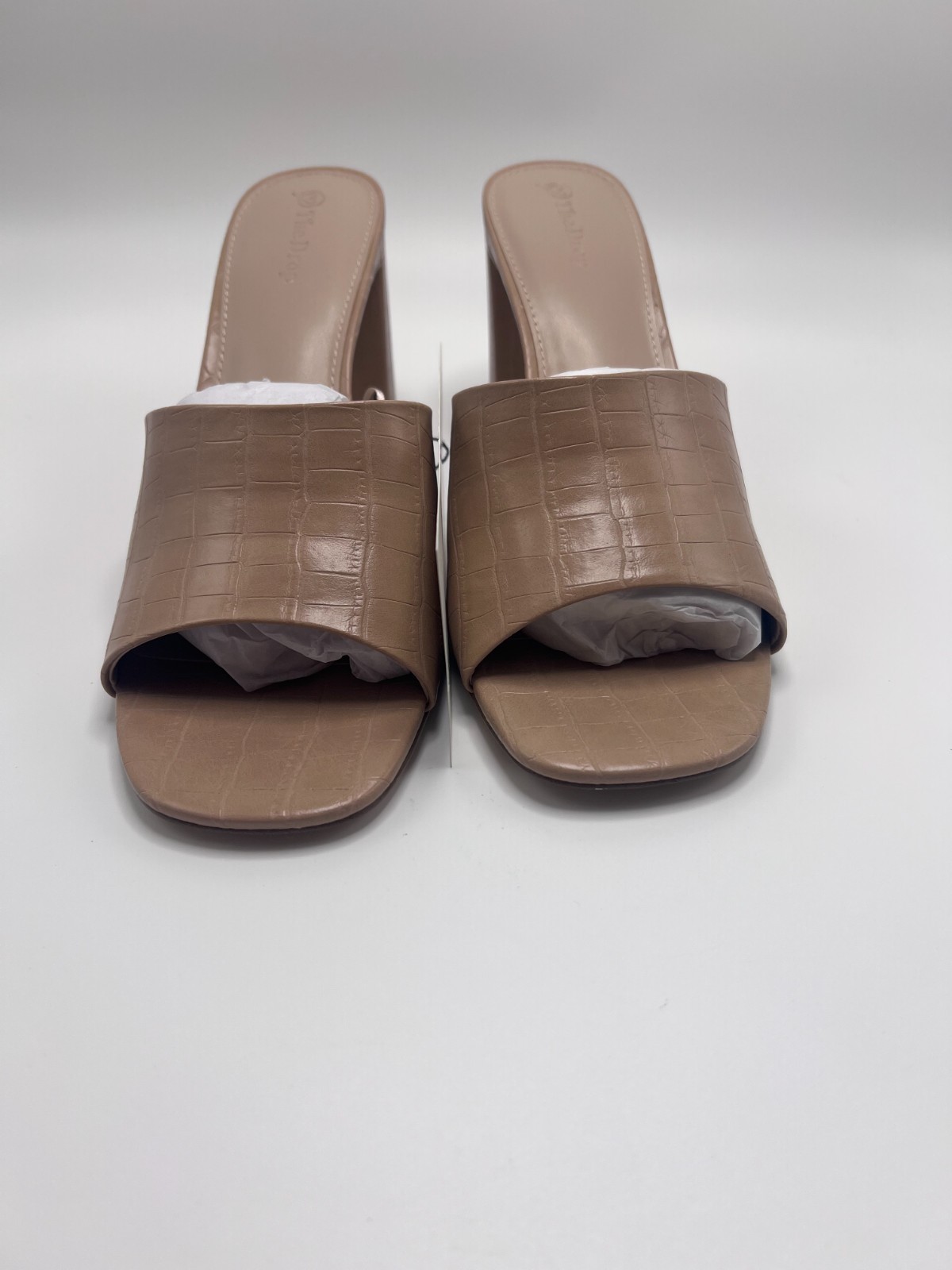 The Drop Pattie Women’s Heeled Mules Natural Embossed Croc Size 11 Shoes