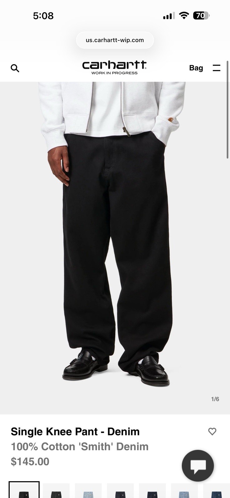 Carhartt WIP Ray Single Knee Pant Black