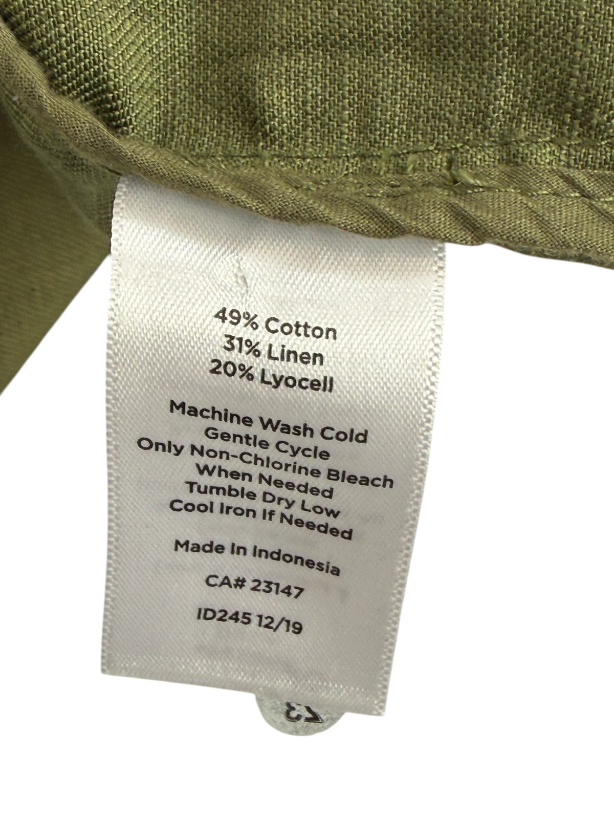 Talbots jacket sz Sp olive green military utilitarian safari cotton linen blend
