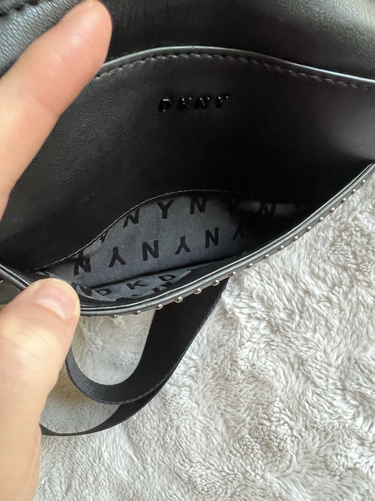 DKNY Black Crossbody Bag with Micro-Stud Detail