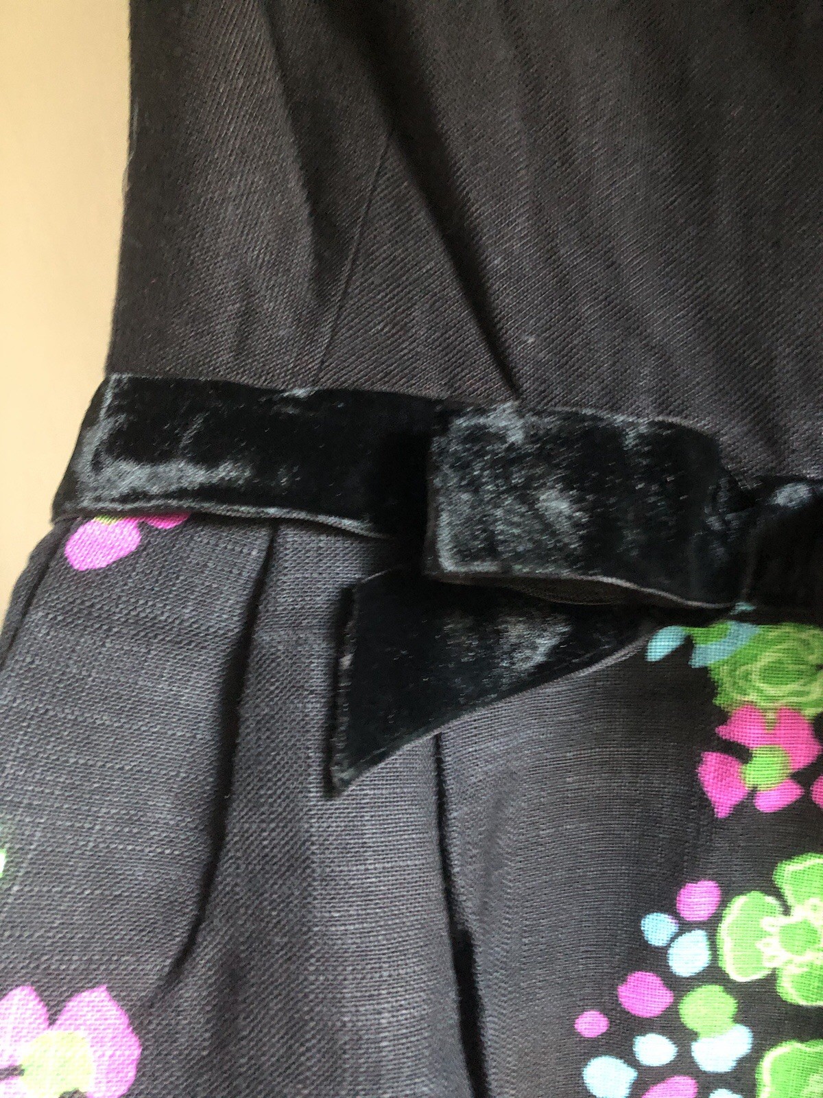 Mid-Century Vtg 1960s Lord & Taylor Marimekko Style Black Linen Maxi Dress ILGWU