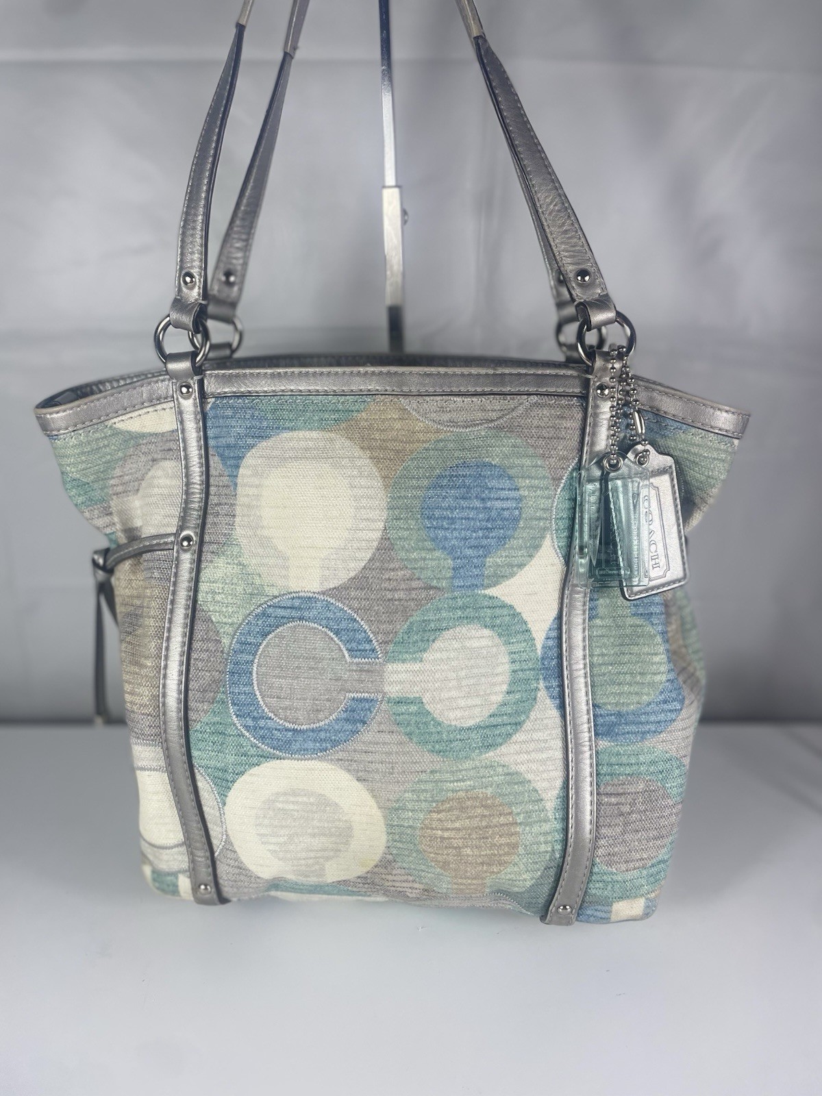 Coach Audrey Metallic Op Art Cinched Tote 19573 W/COA