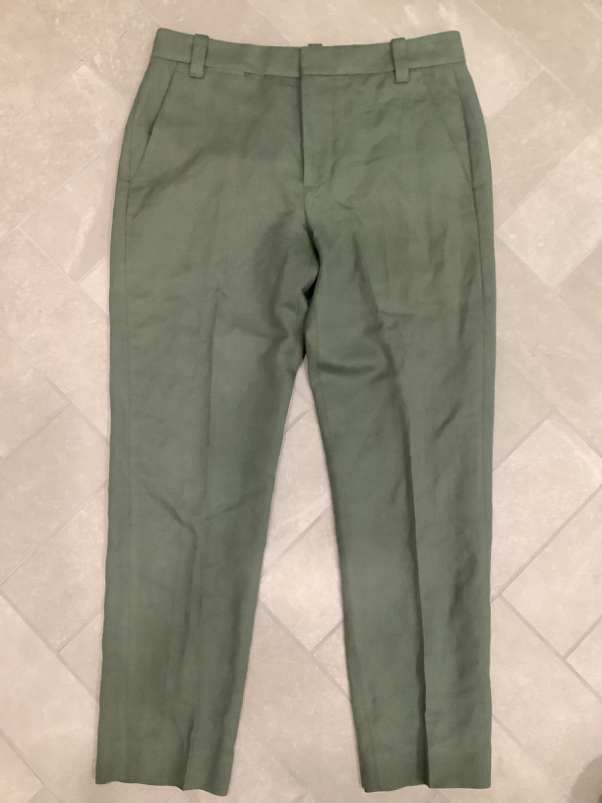 Vince womens O linen blend tapered leg mid-rise flat front classic hipster pant