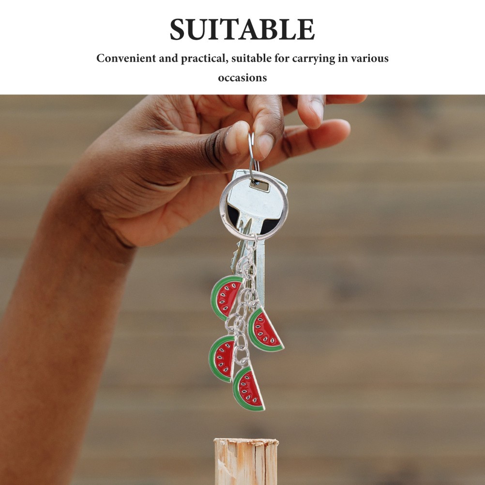 4Pcs Reusable Watermelon Slice Keychain Red Zinc Alloy Bag Charm Accessories
