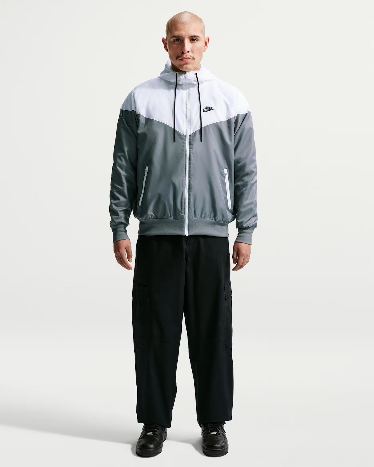 Nike Windrunner Windbreaker Jacket Hoodie Full Zip Gray White Men’s L DA0001-084