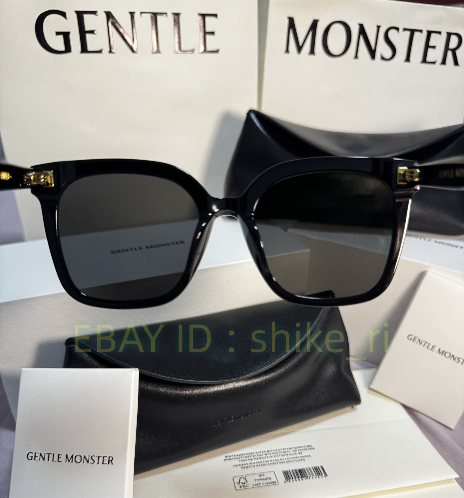 GentleMonster New Her 01 Unisex Sunglasses Oversized Black Frame Black Lenses