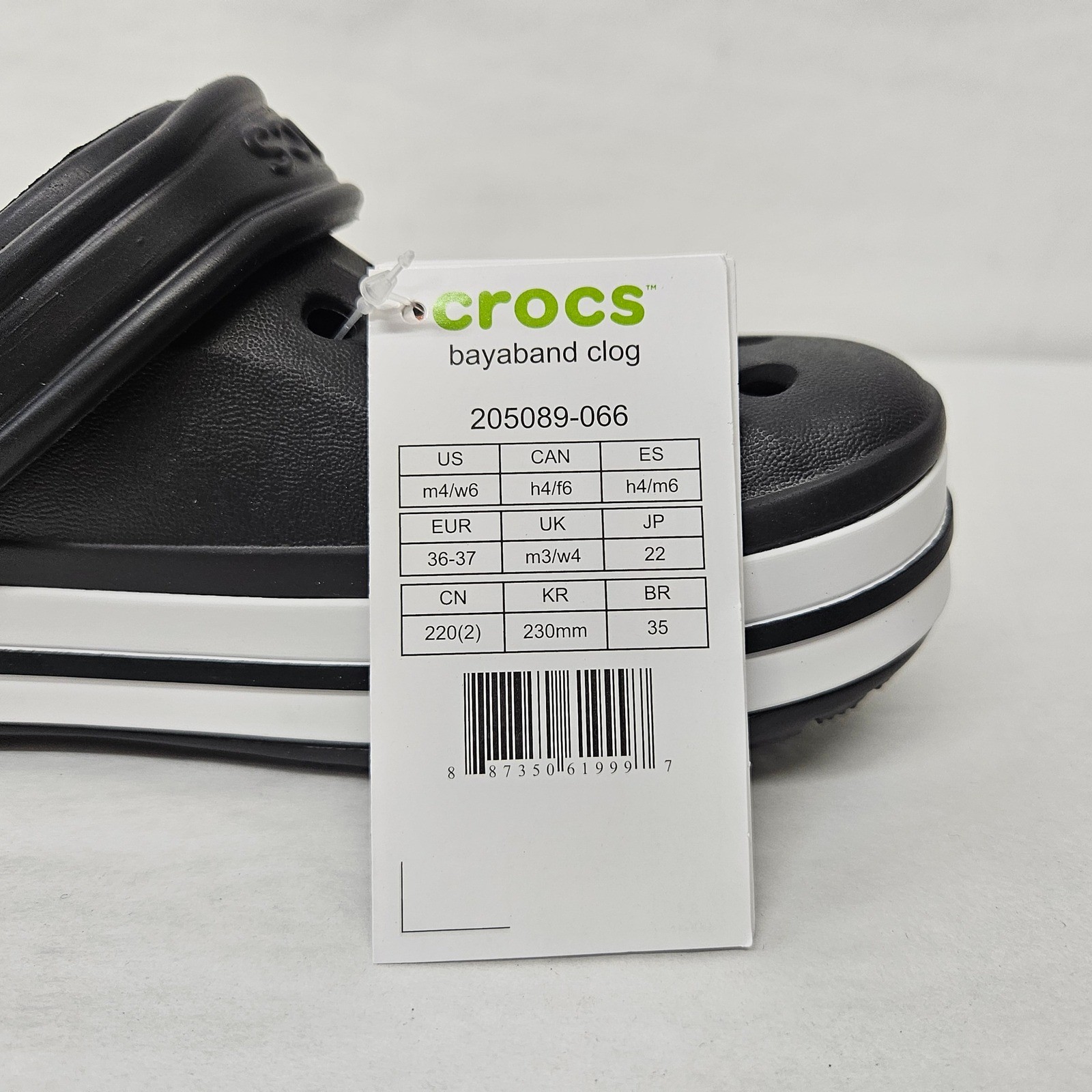 Crocs Bayaband Clogs Slip On Comfort Shoes 205089-066 Black White Women’s Size 6