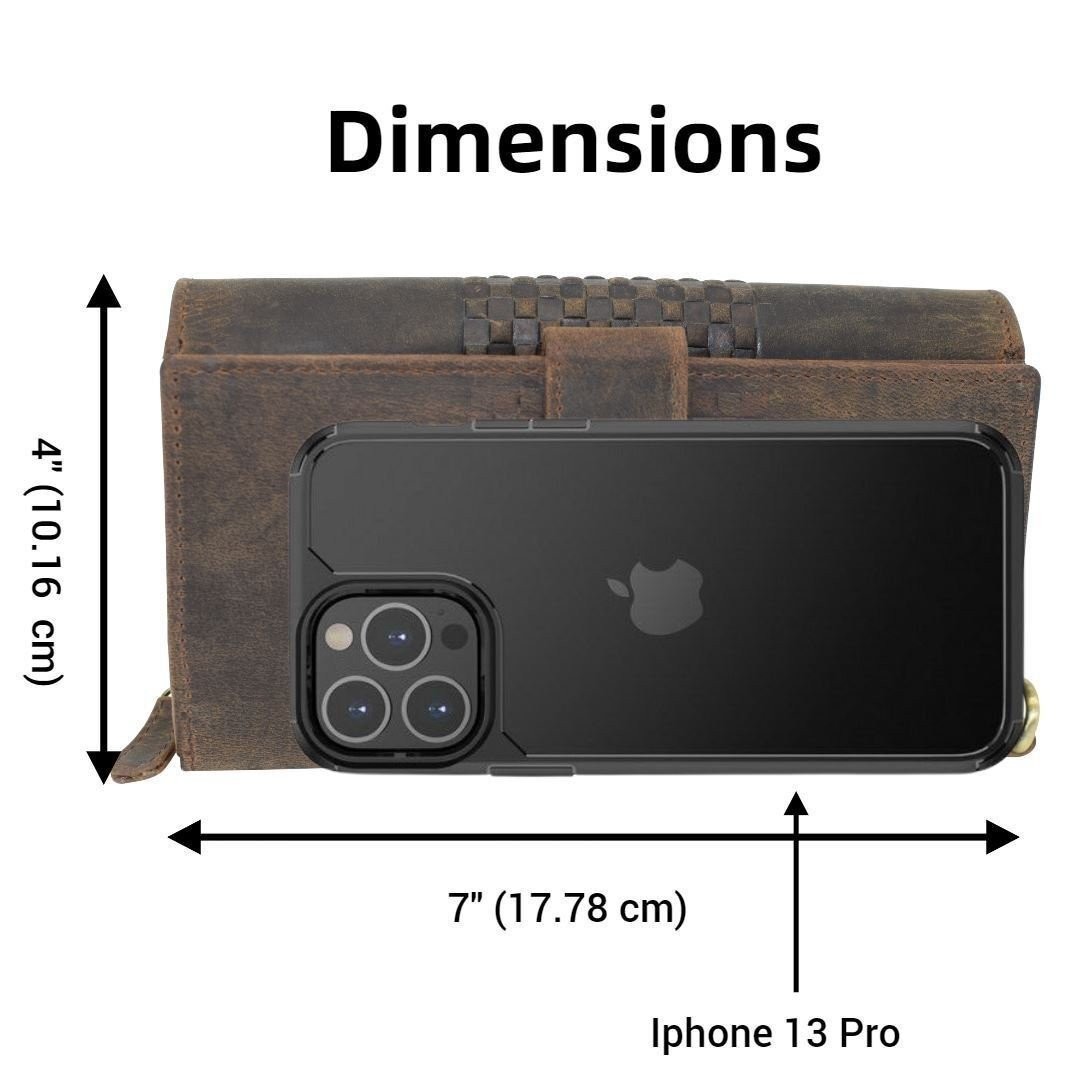 RFID Vintage Leather Large Clutch Purse Smartphone Hand Wristlet Women Wallet