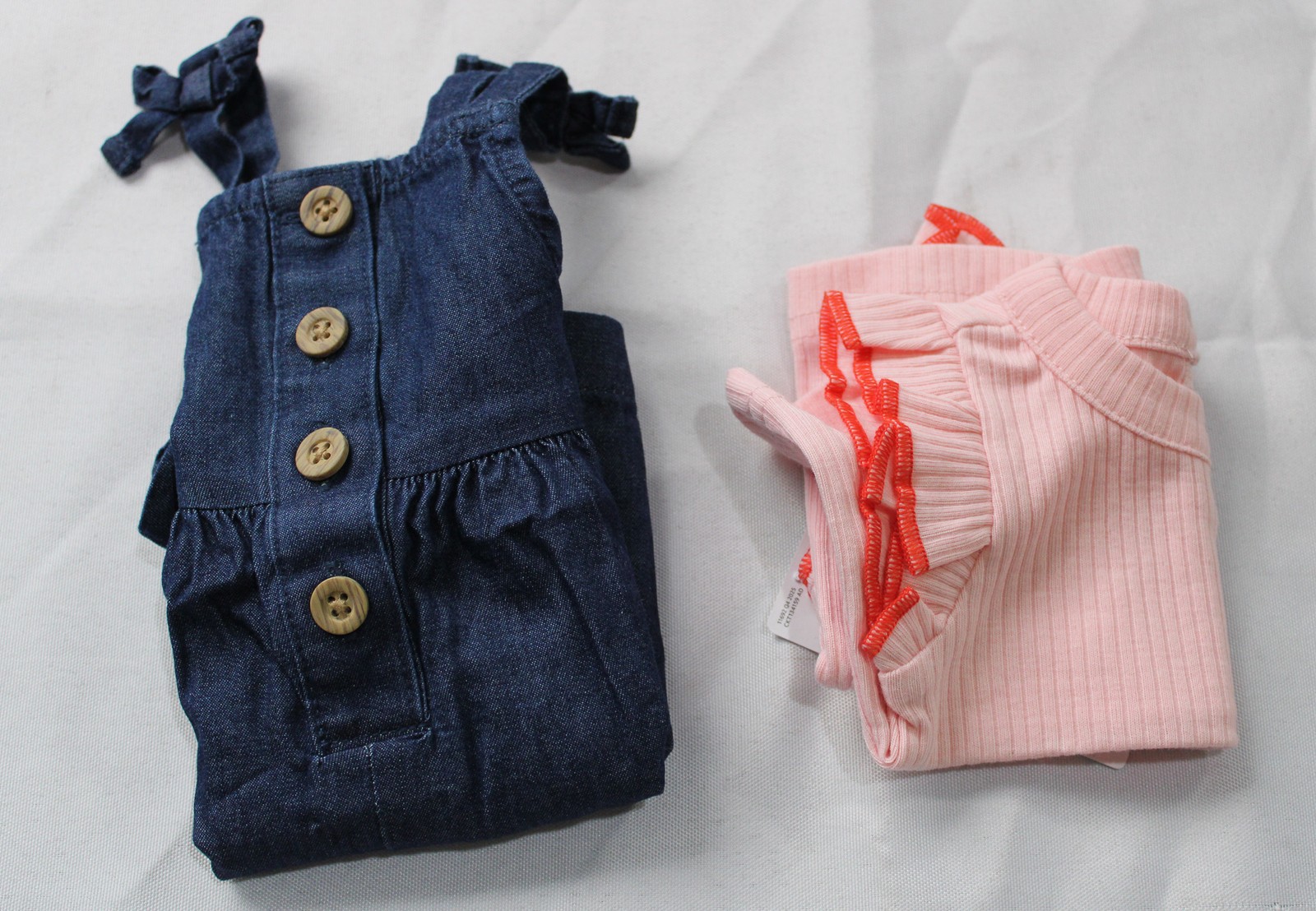 Carter’s Baby Girls 2-Piece Overall Short Set AC2 Denim/Pink Newborn NWT