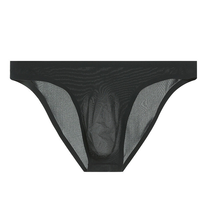 Mens Ice Silk Underwear Sexy See Through Bikini Briefs Seamless Pouch Panties US