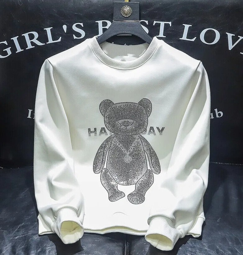 New Men Luxury Diamond Bear Rhinestones Fashion Black High Quality 4 Colors