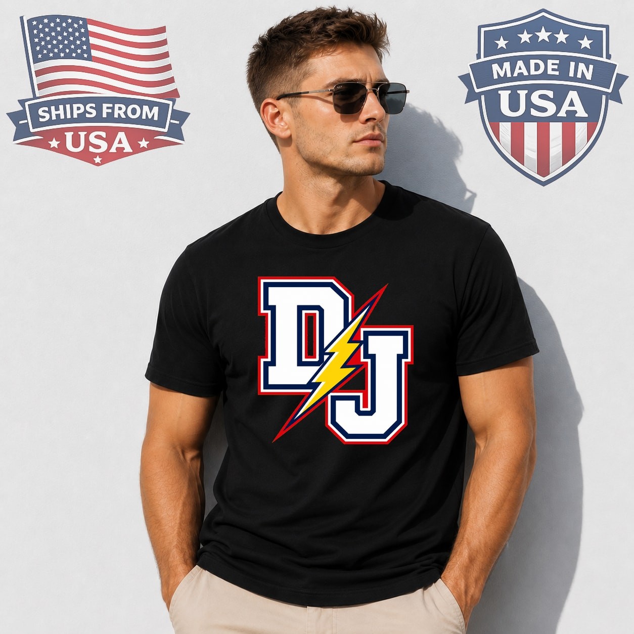 DJ Lightning Bolt Monogram Graphic T-Shirt