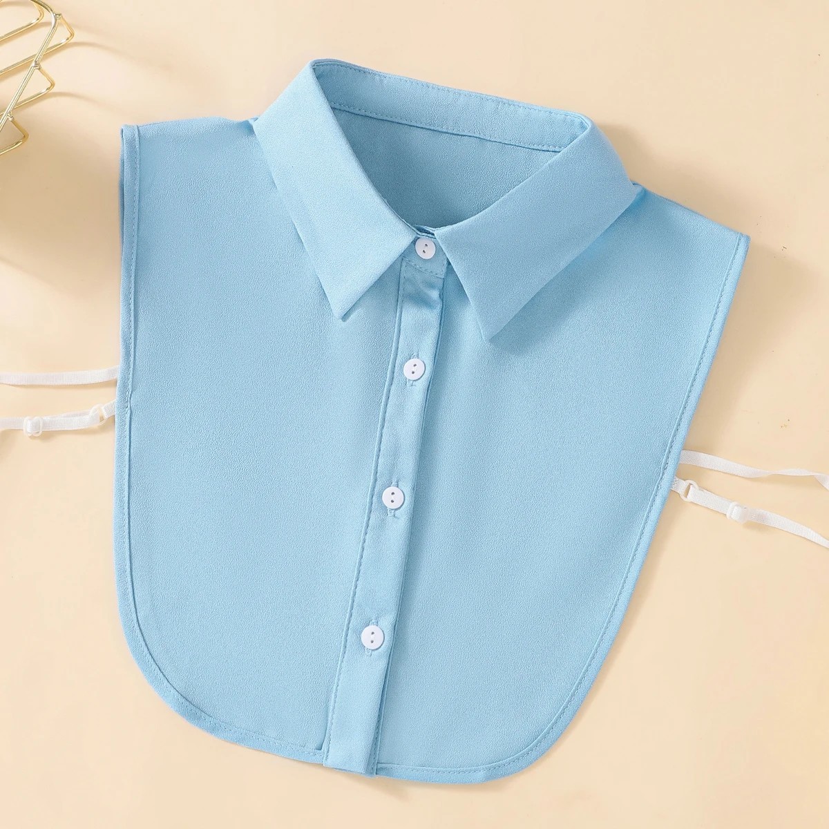 Women Chiffon Detachable False Collar Solid Color Lapel Half Shirt Insert