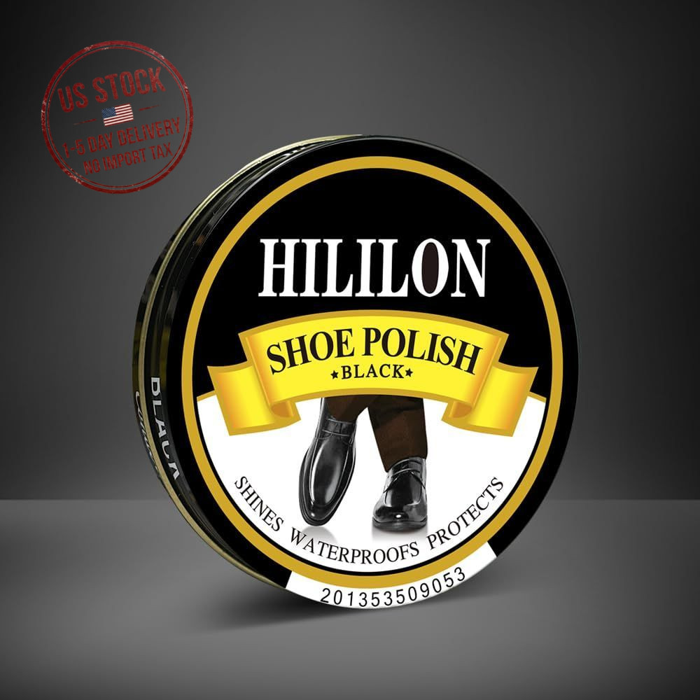 Black Shoe Polish Paste Leather Care High-Gloss Shine Cream with Wool Cloth 50ml