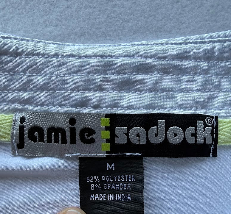 Jamie Sadock Golf Polo Women Medium White Blue Striped Quarter Zip Stretch Top
