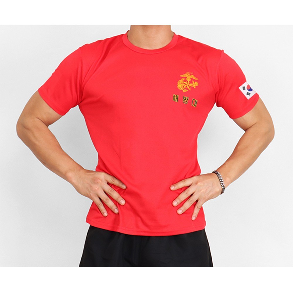 ROKMC Korean Marine Corps Cool Dry T-Shirt (Red, Short Sleeve) | S–4XL