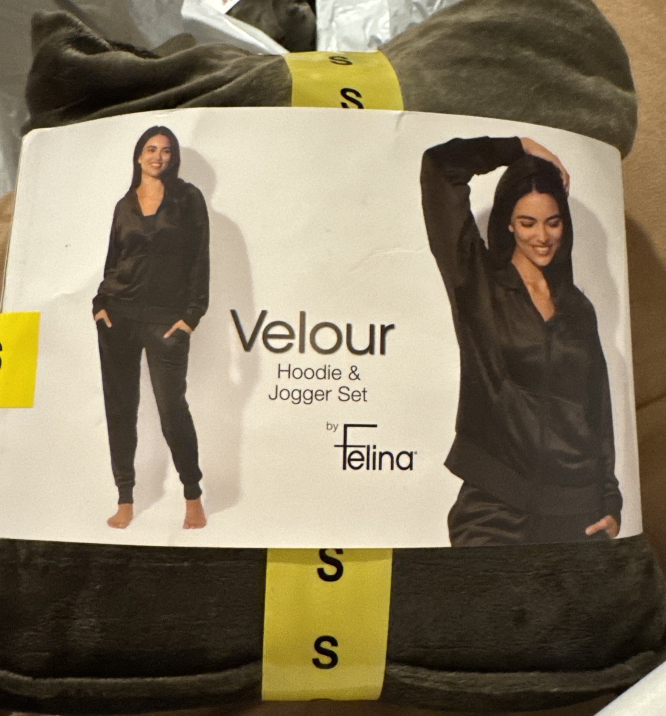 New Felina Small Women’s Army Green Velour Full Zip Hoodie & Jogger Set