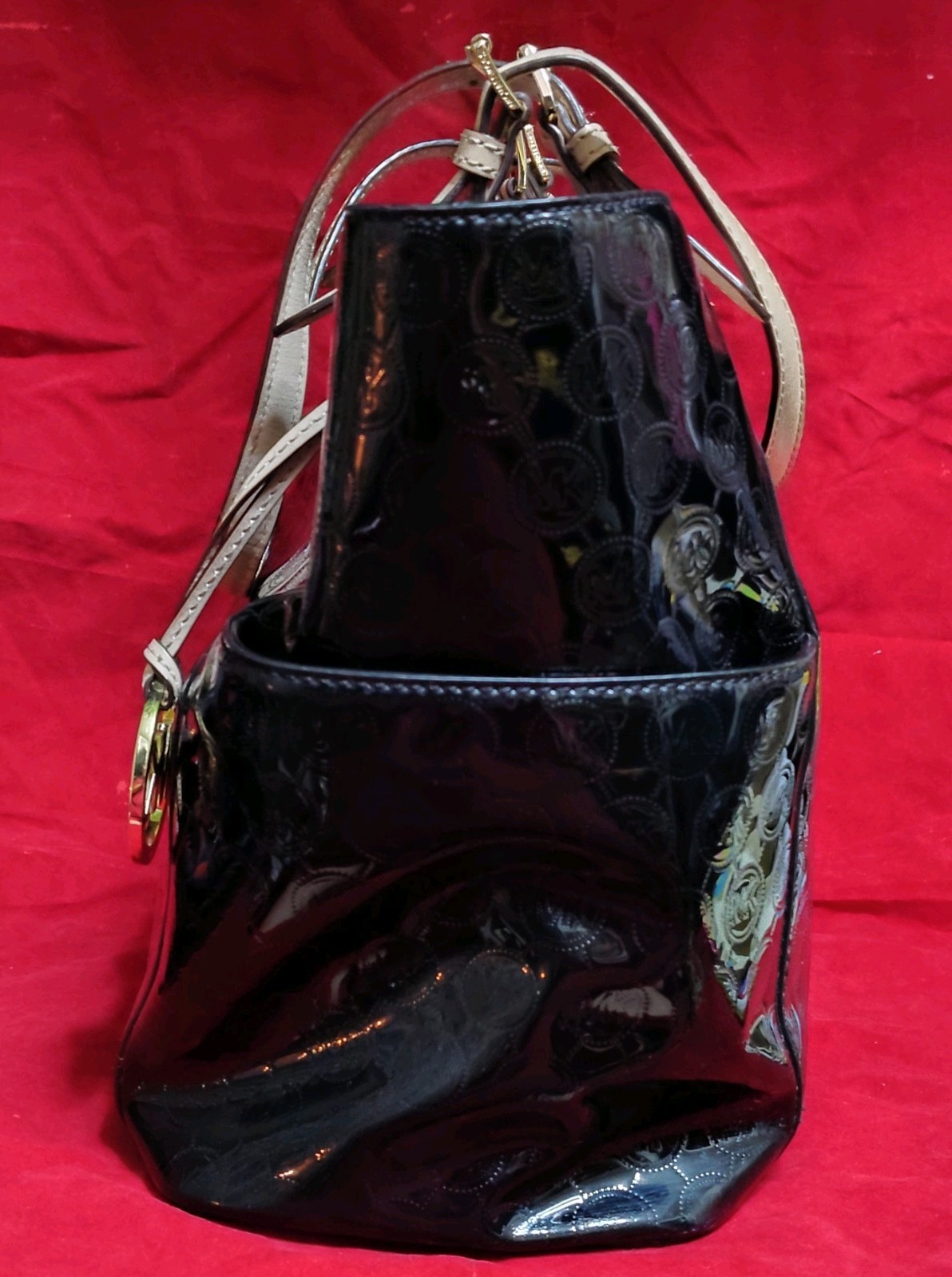 Michael Kors Black Patent Leather Jet Set Tote