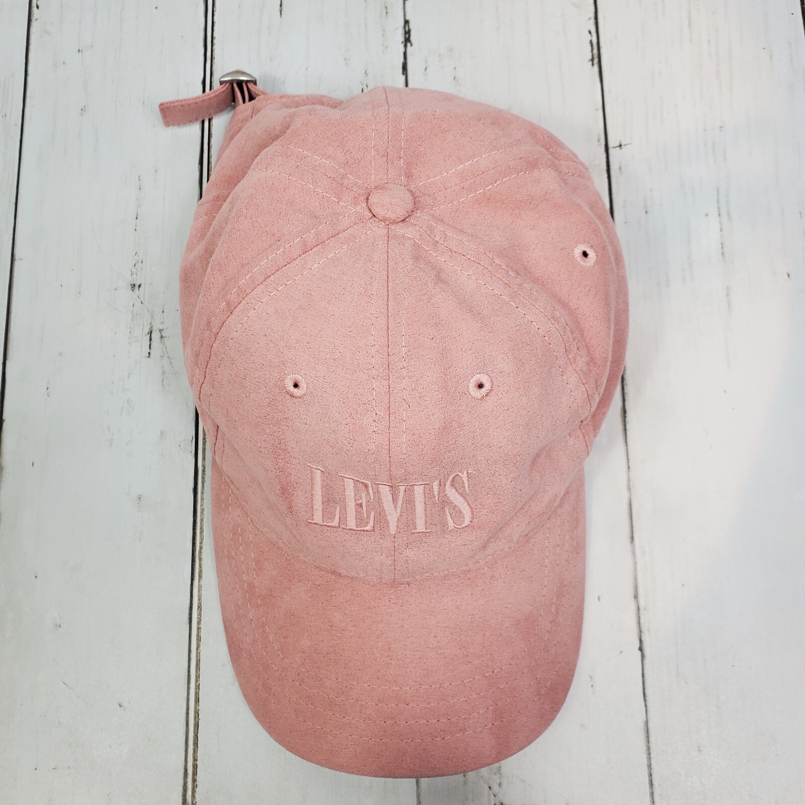 Levis Suede Tonal Serif Logo Cap Hat Womens Pink Adjustable Strap 56cm/22in