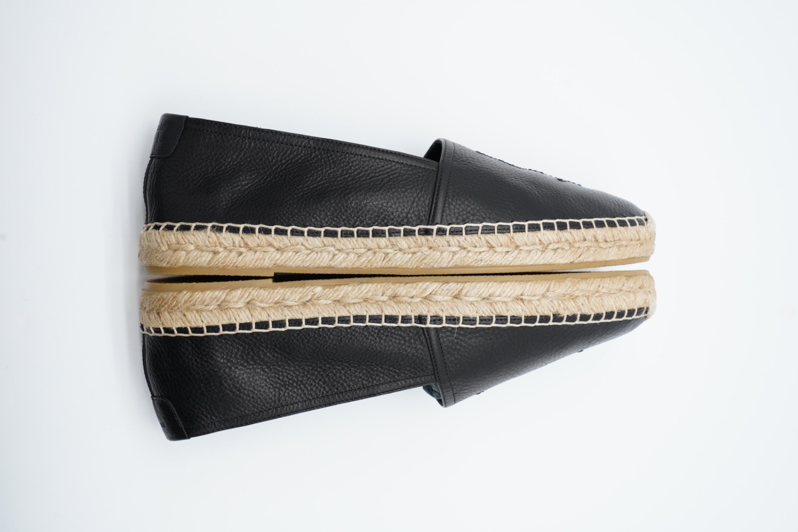 Saint Laurent YSL Espadrilles Black Leather Logo 41 UK 7 US 8 8750G