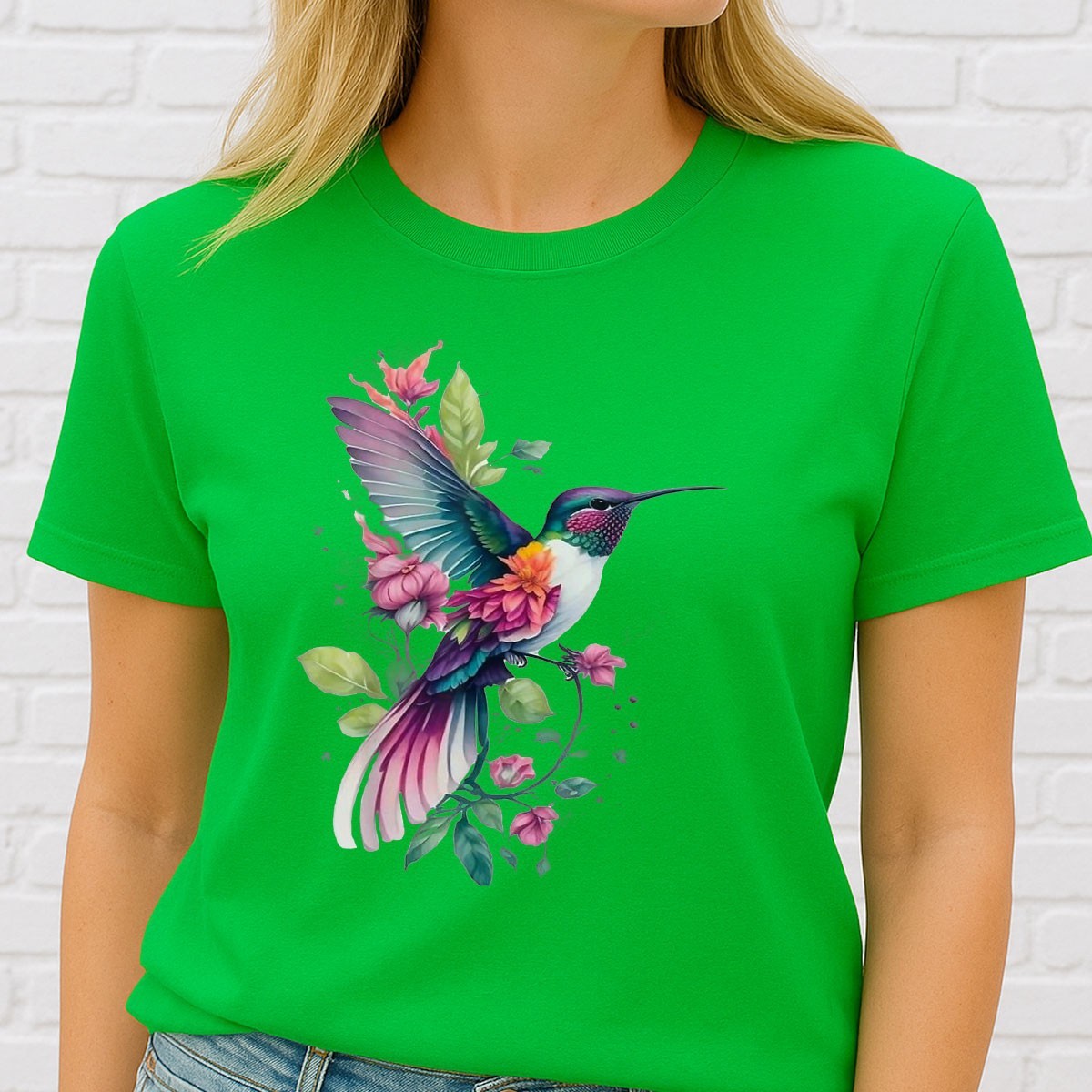 Floral Humming Bird Flowers Tie Dye Shirt Colorful Hummingbird Gift Tee