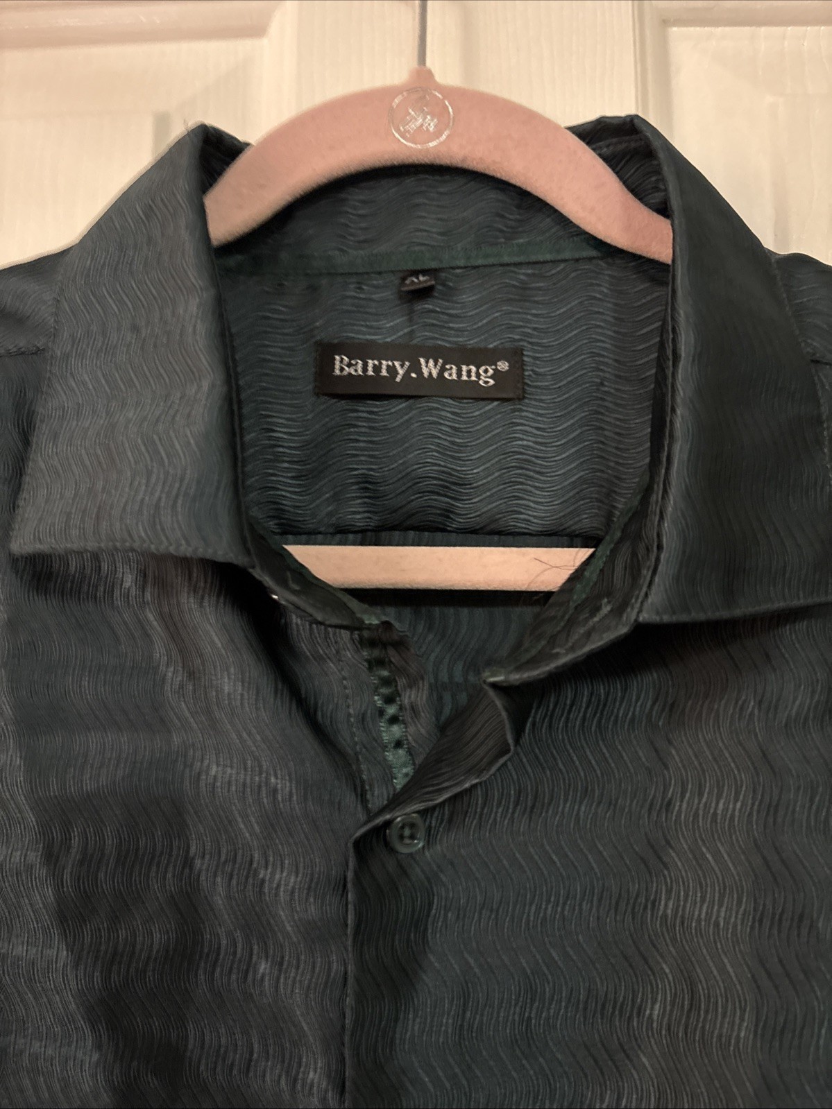 Barry Wang Men’s Green Print Button-Down Dress Shirt – XL