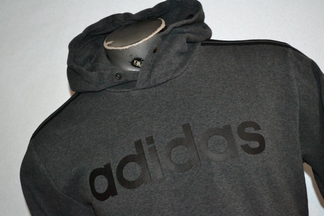 34175 Adidas Hoodie Pullover Gray Cotton Polyester Blend Size Large Mens