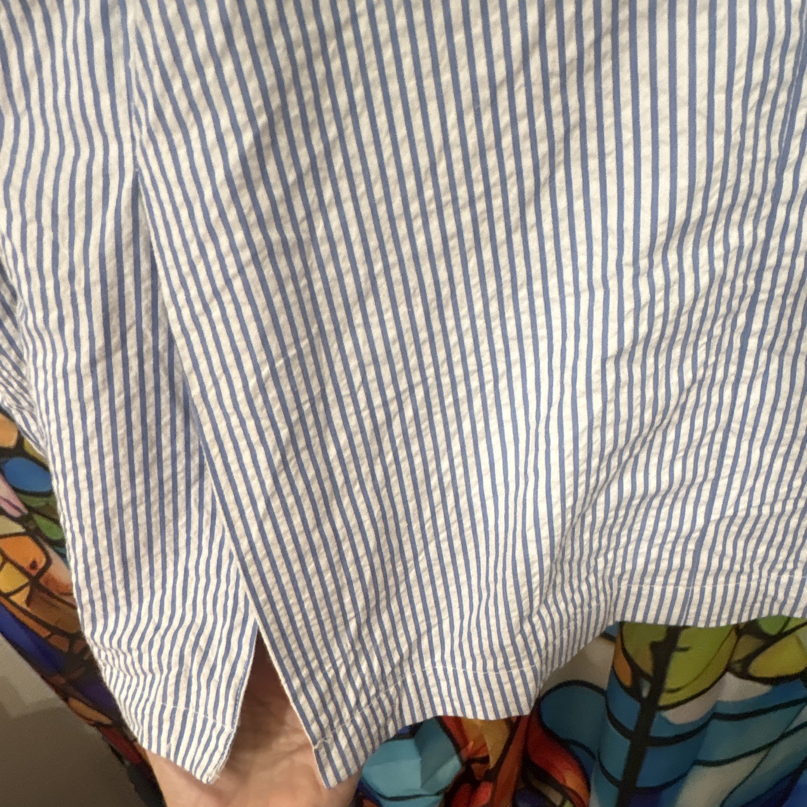 Cremieux Seersucker Pinstripe Jacket Size L. Excellent Condition.