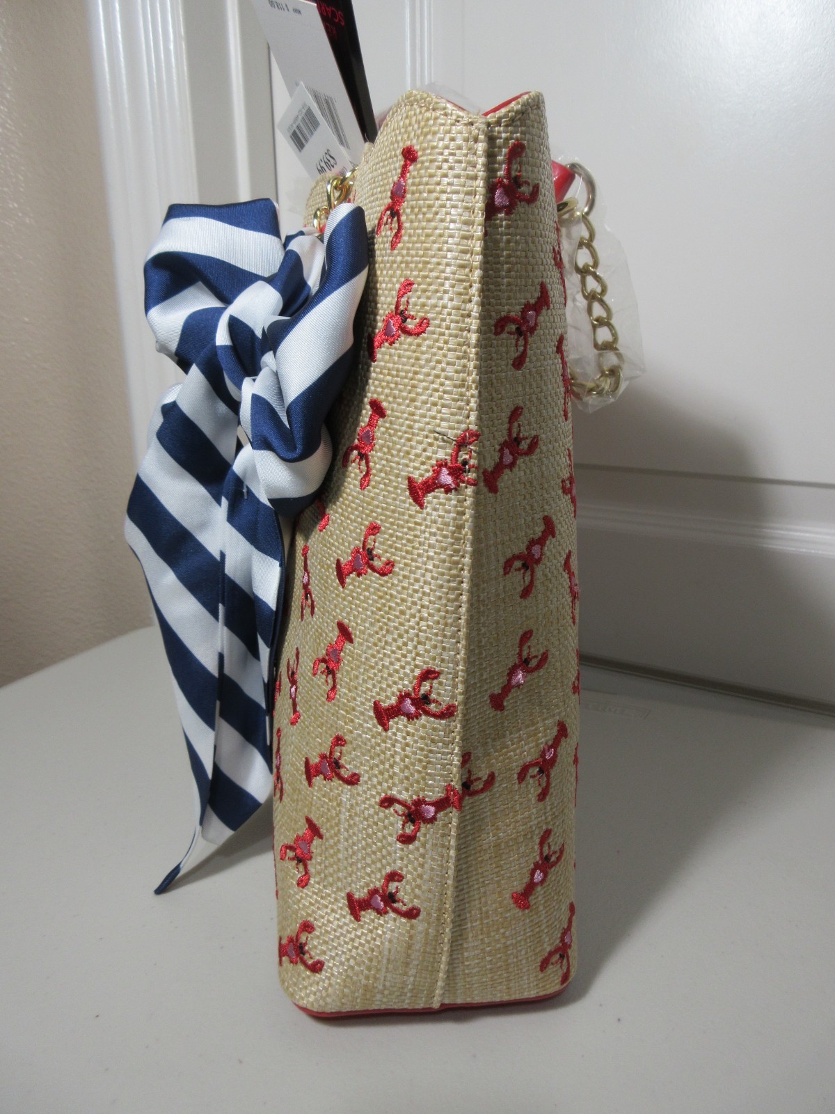 BETSY JOHNSON LOBSTER PRINT TOTE/SHOULDER BAG SCARF NWT