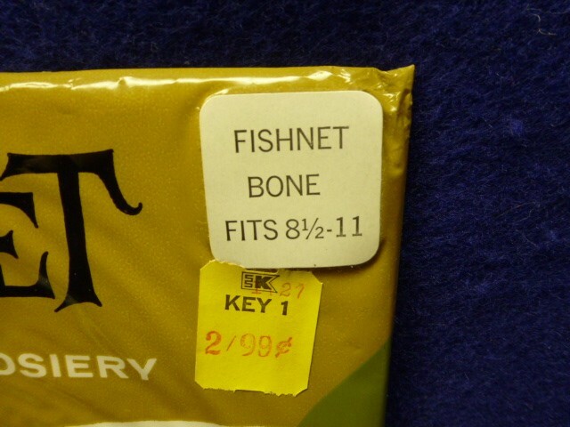 Vintage New in pack One Pair Bone Color Fishnet Stockings 100% Nylon Hosiery