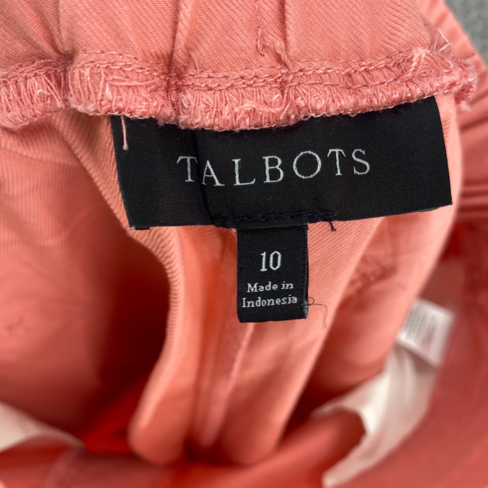 Talbots Pants Womens 10 Pink Twill Stretch Tapered Crop Pockets Pull On Everyday