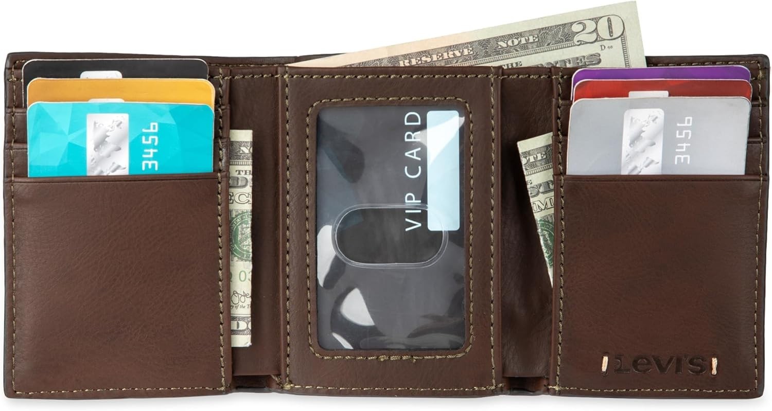 Durable Men’s Slim Trifold Wallet – 6 Card Slots & ID Window for Everyday Use
