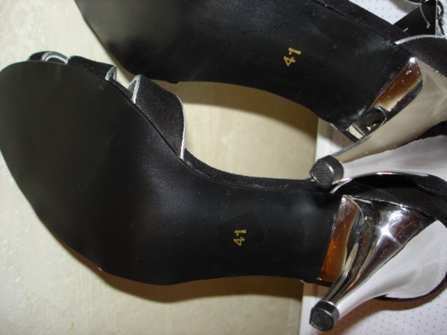 Ankle Strappy Open Toe Stilettos High Heel Sandals Black/Silver Sz 9/UK 7/EUR 41