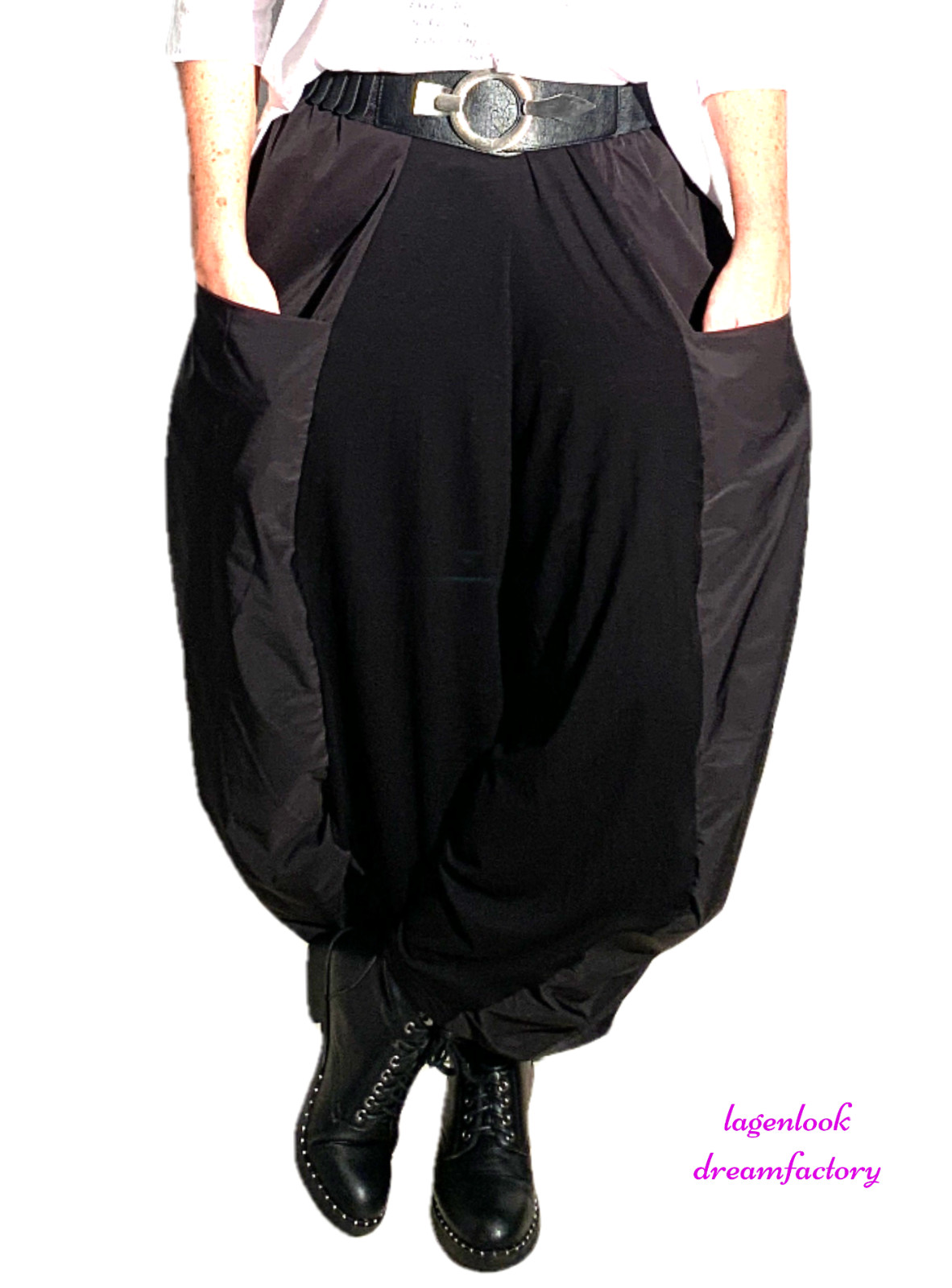 MYO Lagenlook Oversized Corner Balloon Trousers Jersey & Taffeta 44 46 48 50 52 54 56 56