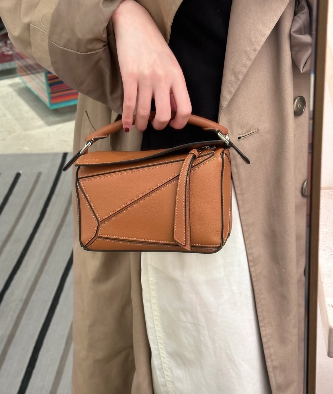 Loewe Puzzle Mini Caramel Grained Calfskin Handheld Crossbody Bag US Ship