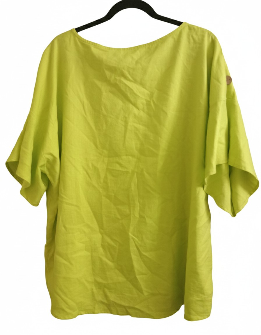 Soft Surroundings Andrea Linen Blend Pullover Blouse Button Shoulder Detail 1X