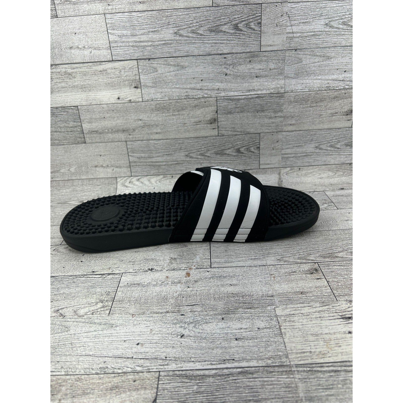Adidas Adissage Men Black White Massage Footbed Slide Sandals F35580 Size 12