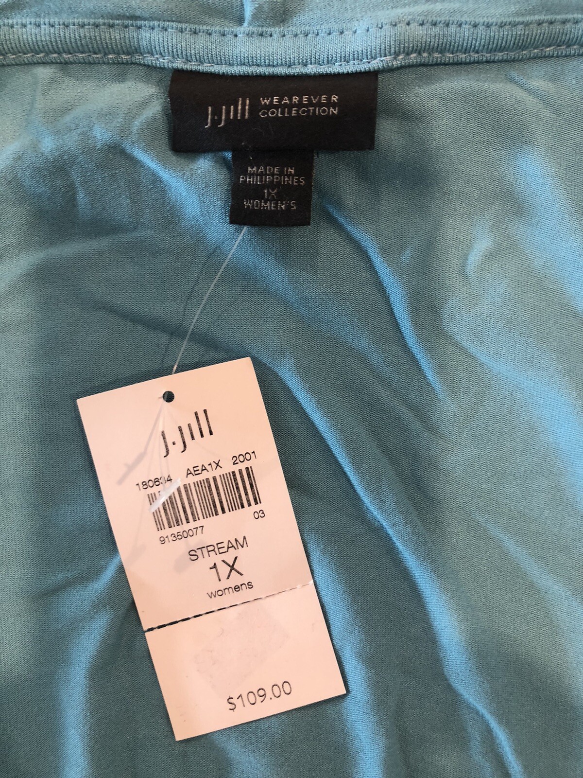 Jjill Rayon Open Slimming Front Topper Sz 1X Aqua Blue NWT Gorgeous!!!