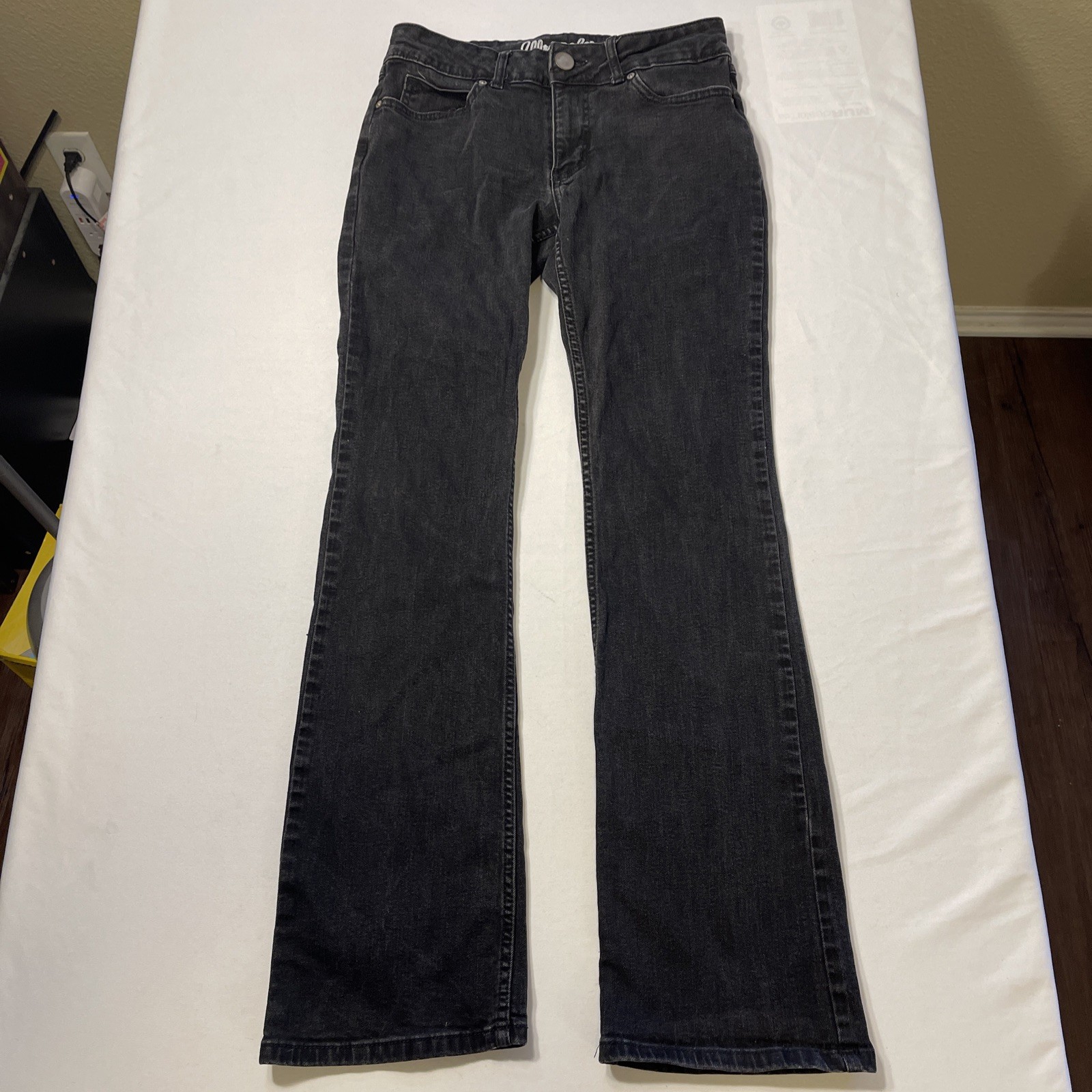 Wrangler Bootcut Leg Jeans Womens 7×34 Black Denim Cotton