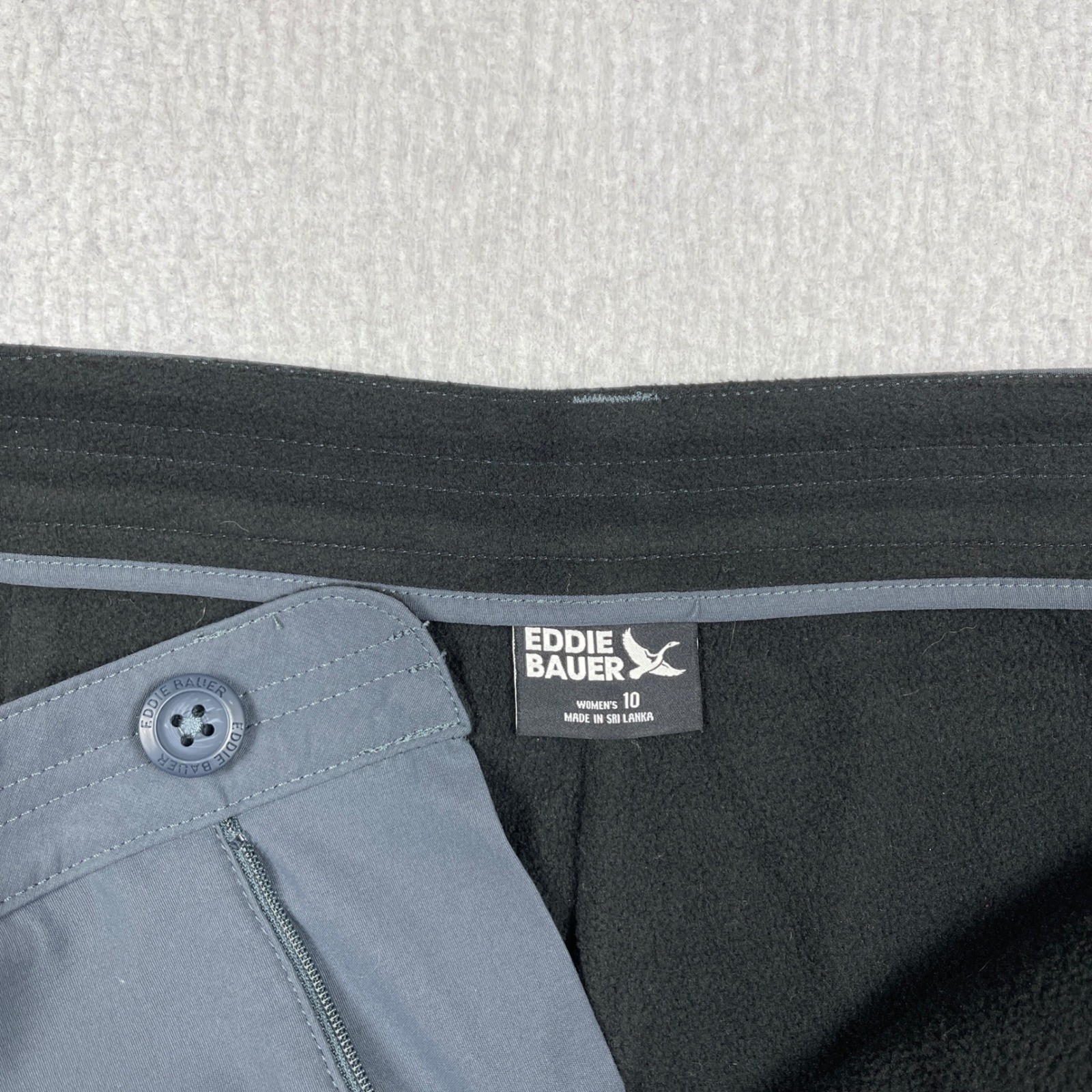 Eddie Bauer Fleece Lined Pants Womens 10 Gray Water Repellent Stretch Outdoor