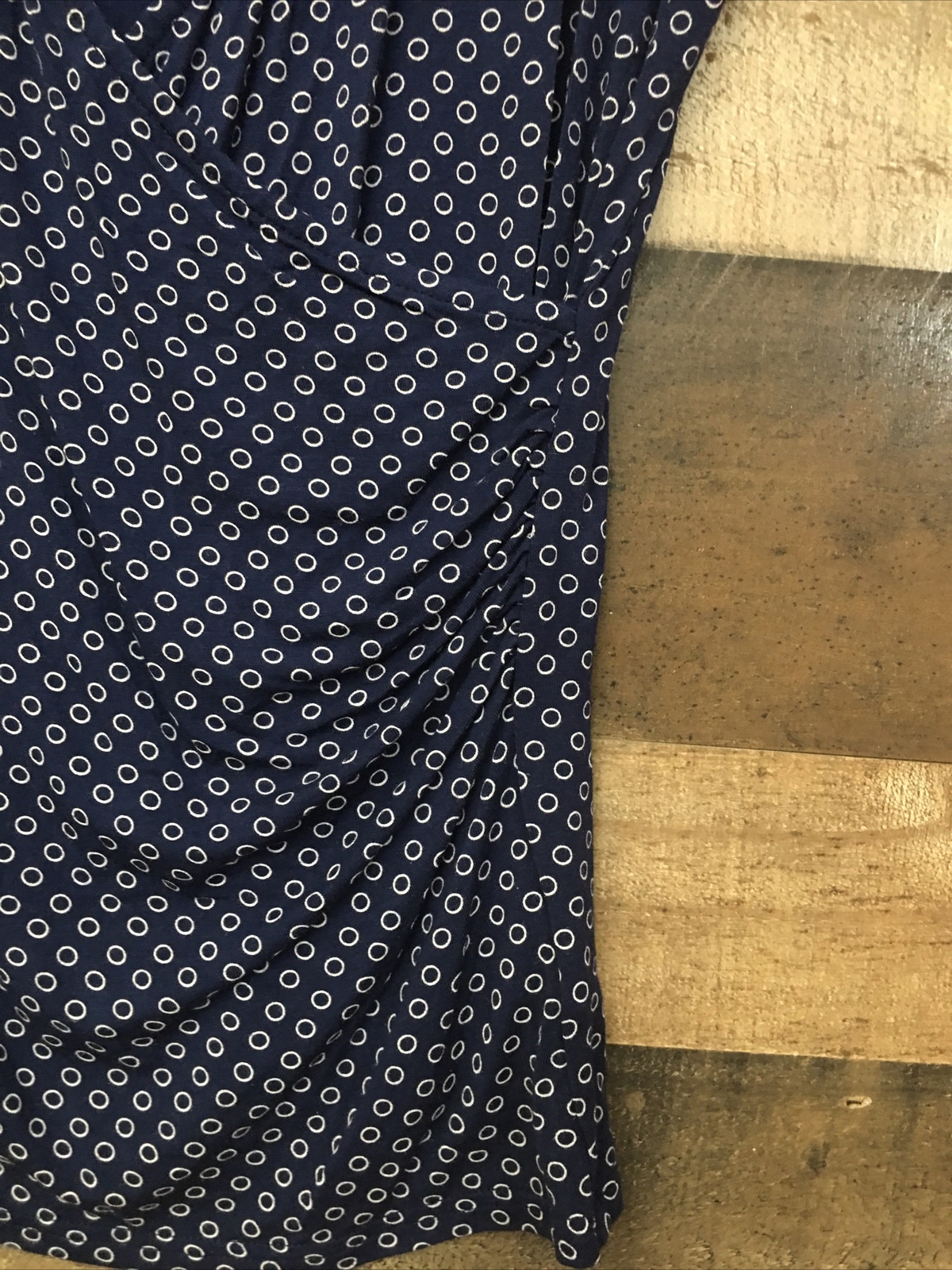 Chaps Top Women Small Sleeveless Blue Stretch Ruched Nautical Boss Preppy Career