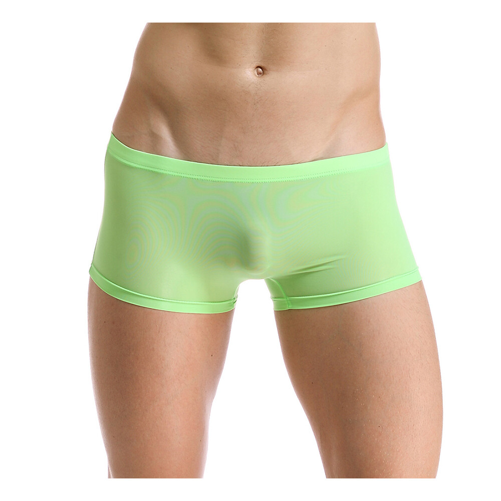 Sexy Men Ice Silk Seamless Boxer Briefs Pouch Underwear Shorts Trunks Underpants