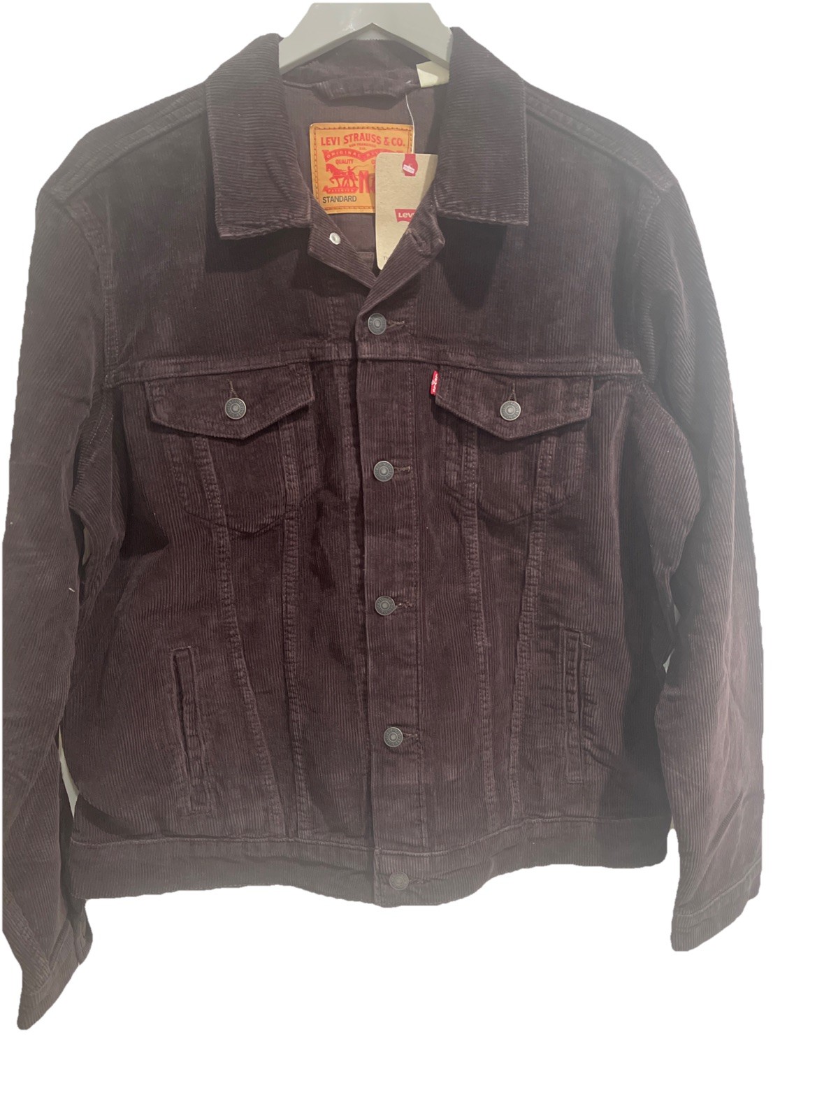 LEVI Regular-Fit 100% Cotton Corduroy Trucker Brown- Size X-Large, XX-Large
