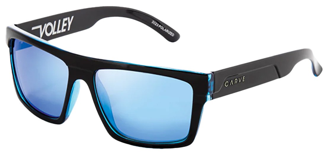 Carve Volley Sunglasses – Gloss Black / Blue Iridium Injected Polarized – New