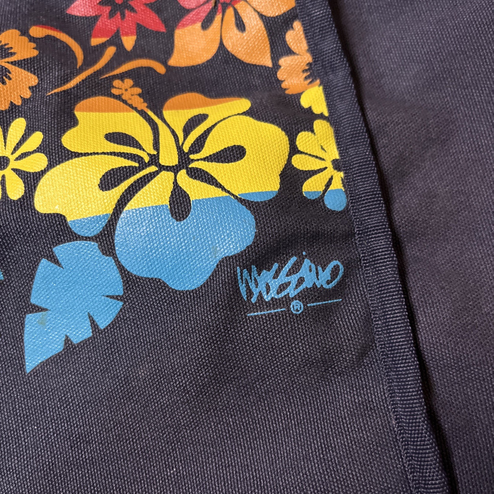 Mossimo Canvas Tote Bag 15″ x 16″x8″ Hawaii Large Blue Floral Pattern Supply Co
