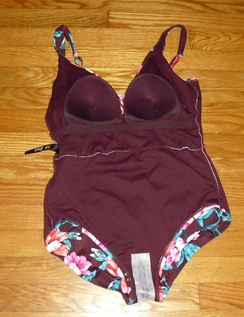 Miracle Brands Swimsuit Embrace Your Curves Burgundy Floral One Piece NWT Size L