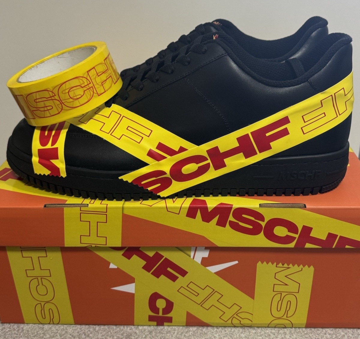 Size 13 – MSCHF X TAP3 Shoes Black Yellow MSCHF-007 NEW