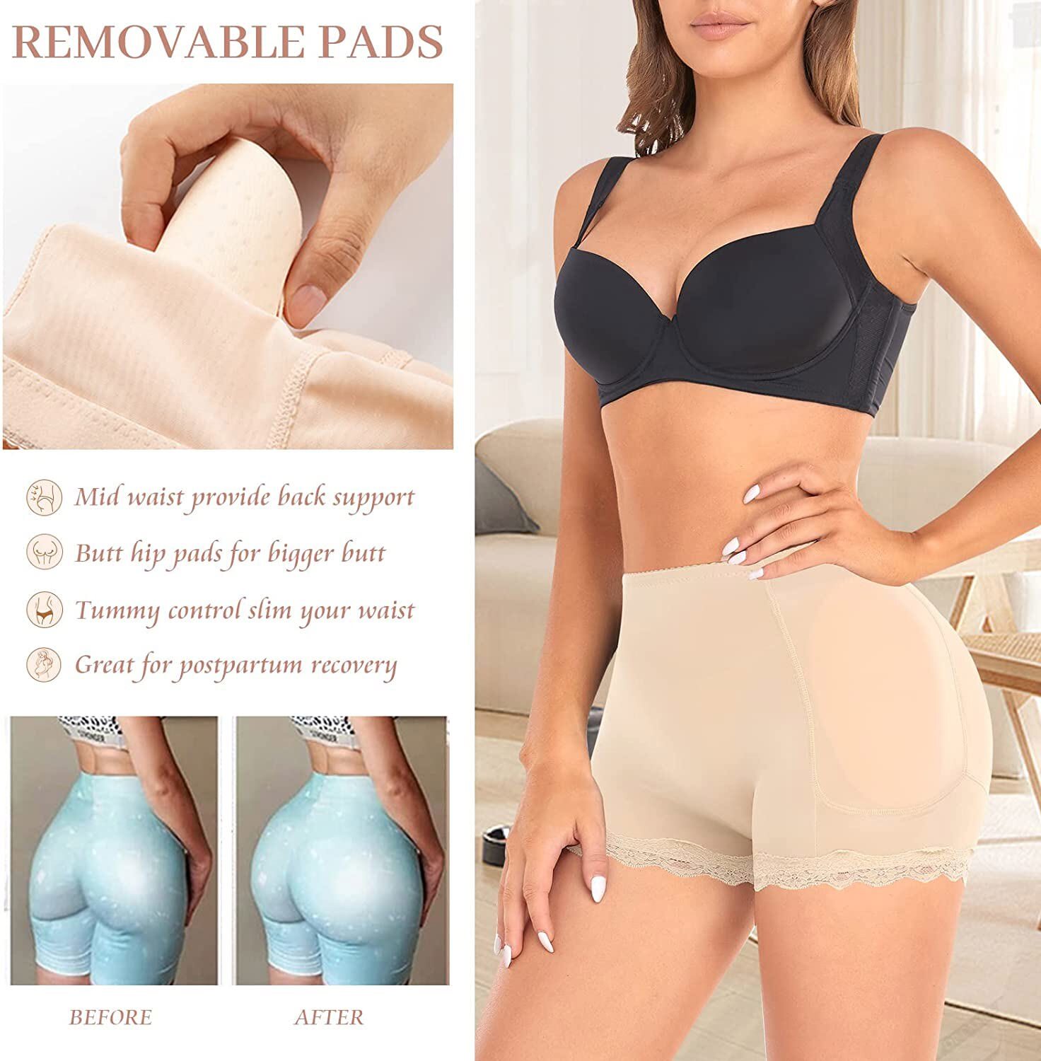 Women’s Butt Lifter Panties Padded Underwear Hip Enhancer Booty Shaper Fake Ass