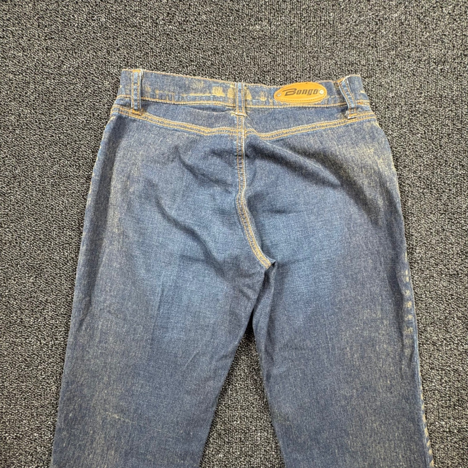 Vintage Bongo Let Me B. Flocked Flare Jeans Womens 1 Button Fly No Back Pockets